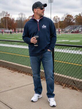 Antigua Super Bowl LIII 2019 Atlanta Quarter Zip Pullover Navy 3XL